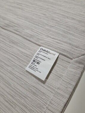 Like New Crate & Barrel Grasscloth Table Runner White And Grey 14x90 Inch Stripe